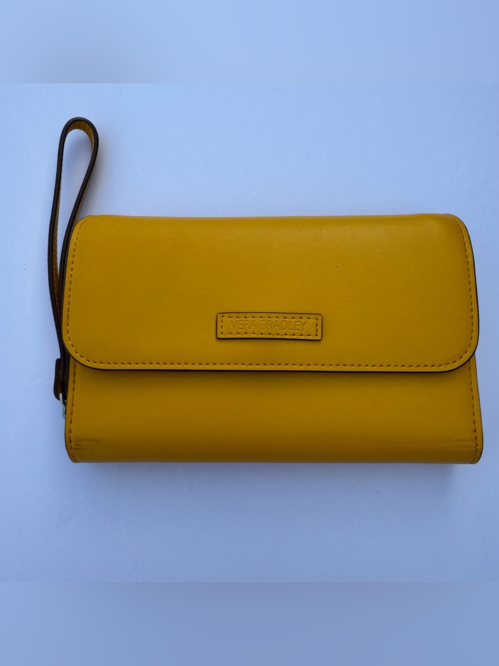 Vera Bradley Yellow Faux Leather Wristlet Wallet Zip Around Clutch